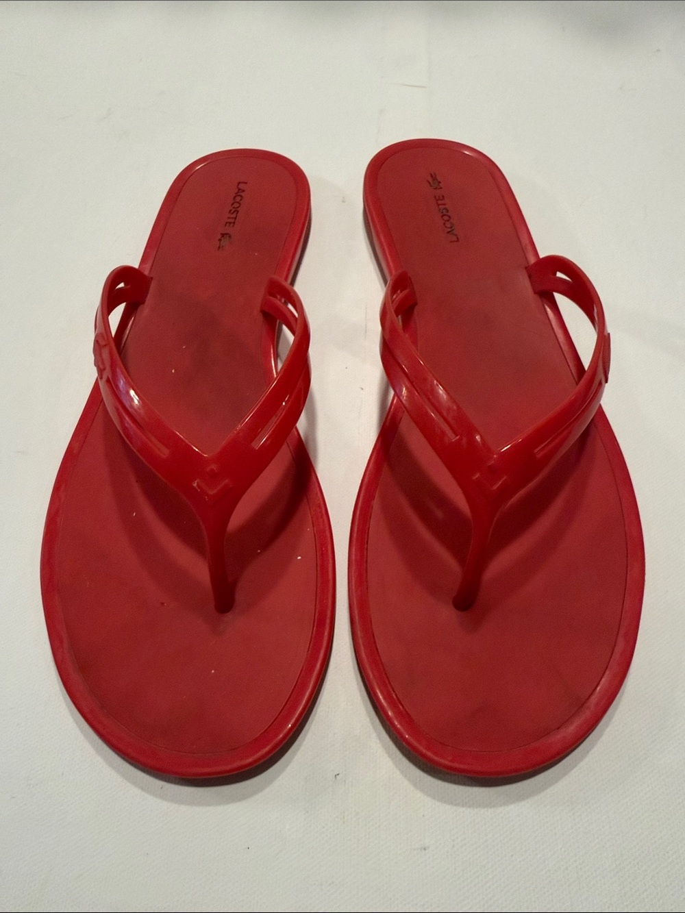 Lacoste Red Women's Rubber Flip Flop Sandals